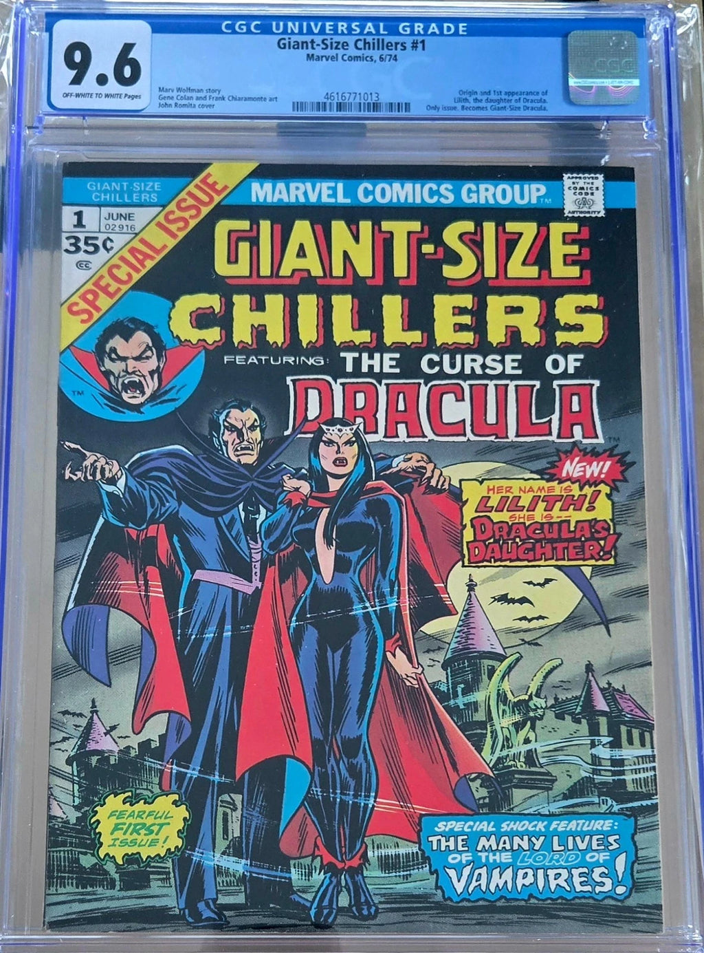 Giant-Size Chillers #1, Marvel Comics 1974 CGC 9.6 Origin, 1st appearance Lilith